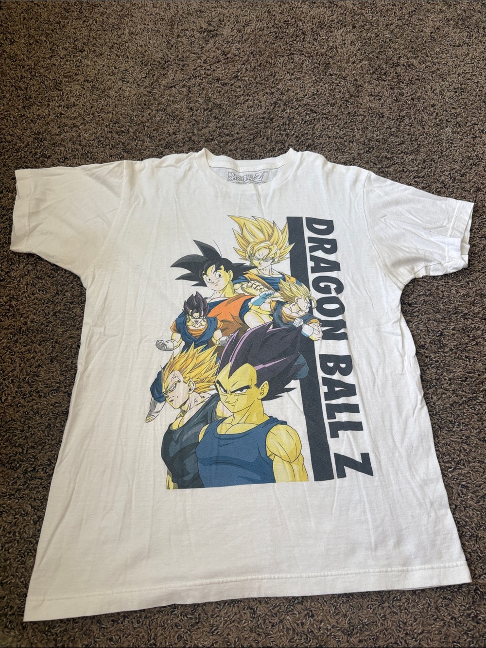 Dragon Ball Z White Graphic Tee with Character Collage